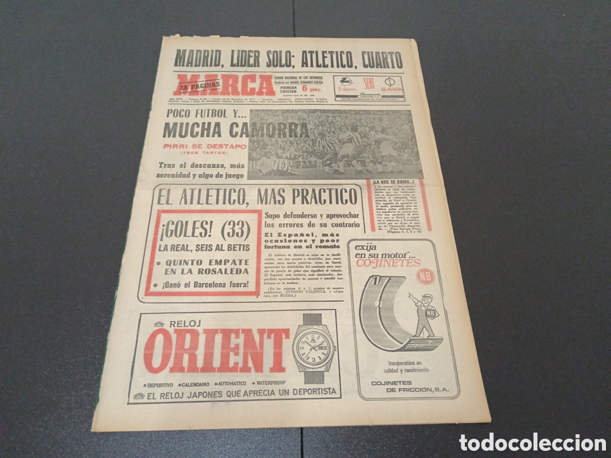 Coleccionismo deportivo: MARCA 13/12/1971 - Foto 1