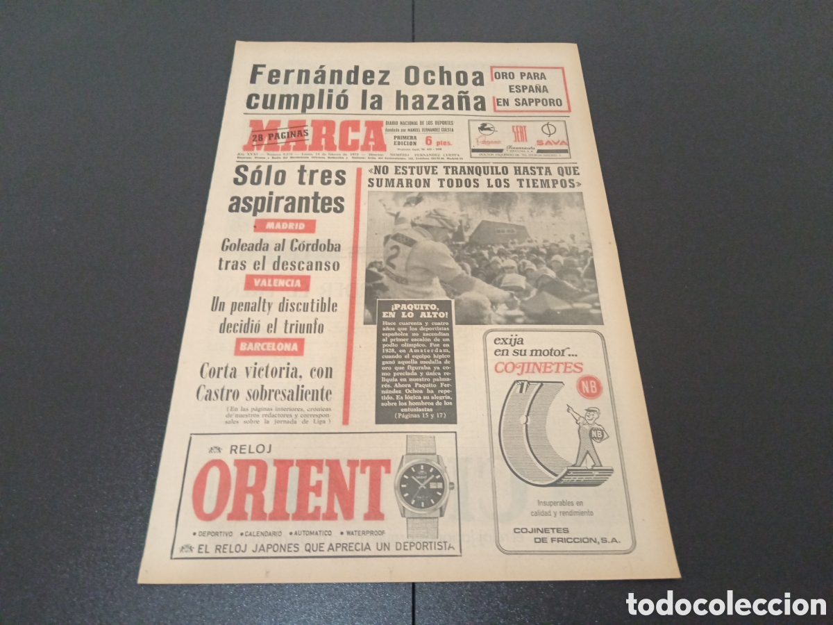 Coleccionismo deportivo: MARCA 14/02/1972 - Foto 1