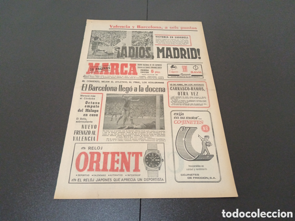 Coleccionismo deportivo: MARCA 21/02/1972 - Foto 1
