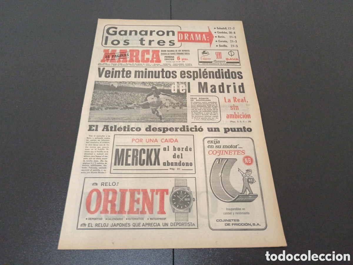 Coleccionismo deportivo: MARCA 13/03/1972 - Foto 1