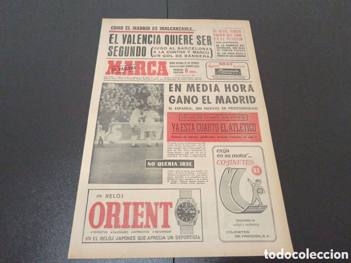 Coleccionismo deportivo: MARCA 27/03/1972 - Foto 1