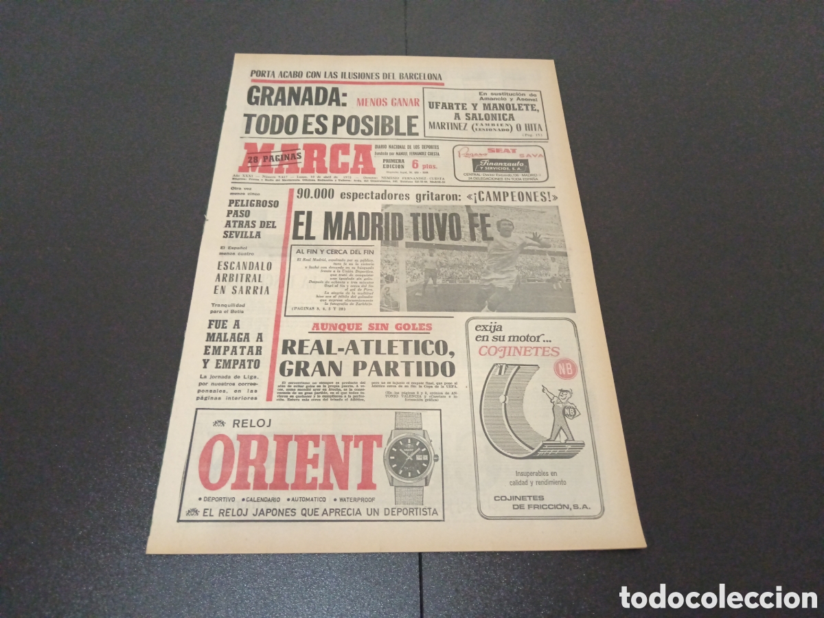 Coleccionismo deportivo: MARCA 10/04/1972 - Foto 1