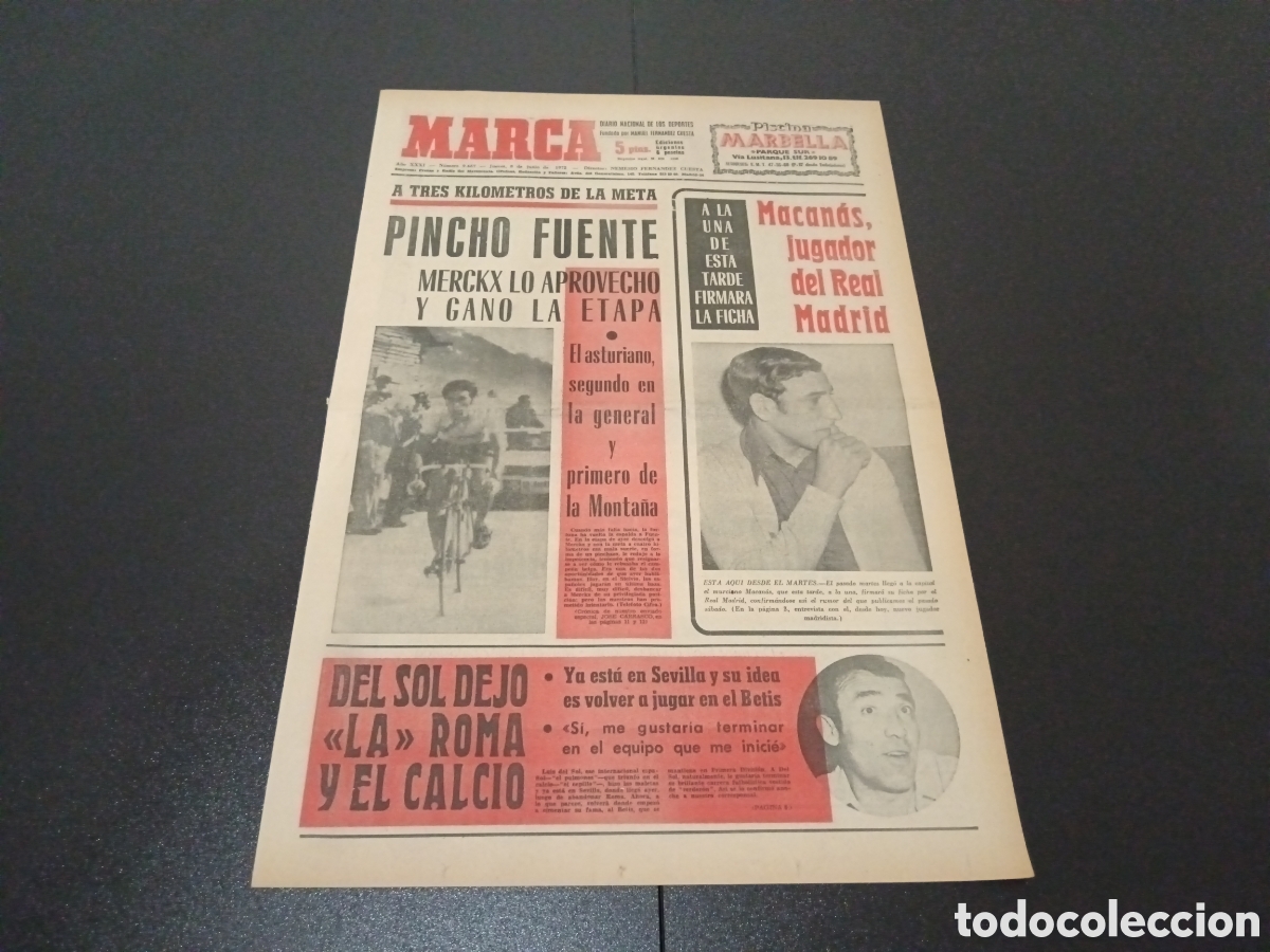 Coleccionismo deportivo: MARCA 08/06/1972 - Foto 1