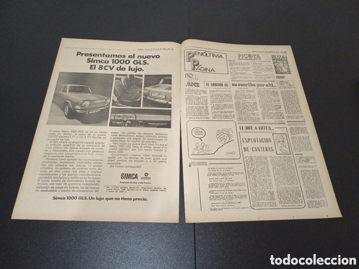 Coleccionismo deportivo: MARCA 15/06/1972 - Foto 4