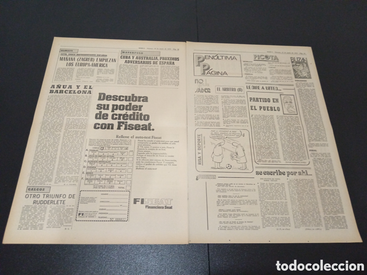 Coleccionismo deportivo: MARCA 16/06/1972 - Foto 3