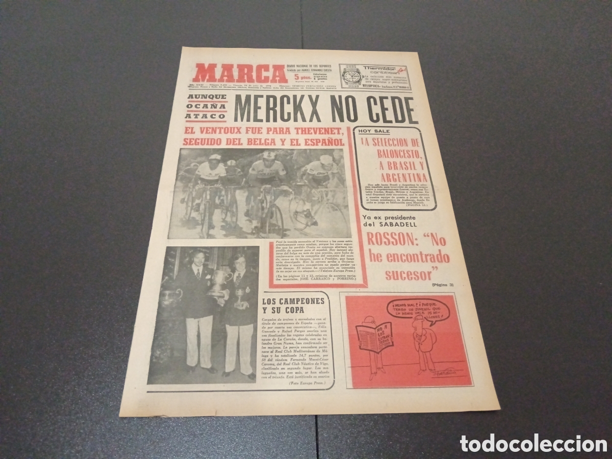 Coleccionismo deportivo: MARCA 14/07/1972 - Foto 1