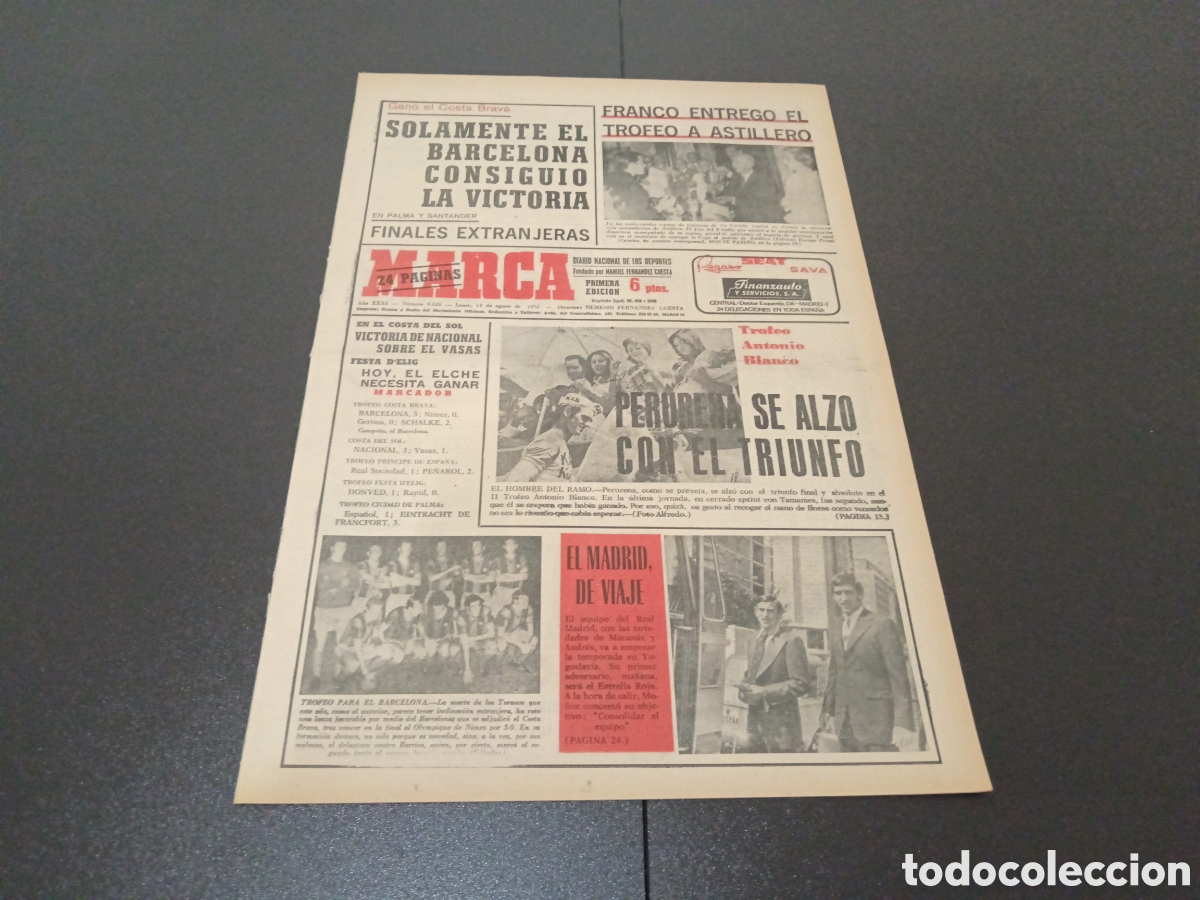 Coleccionismo deportivo: MARCA 14/08/1972 - Foto 1