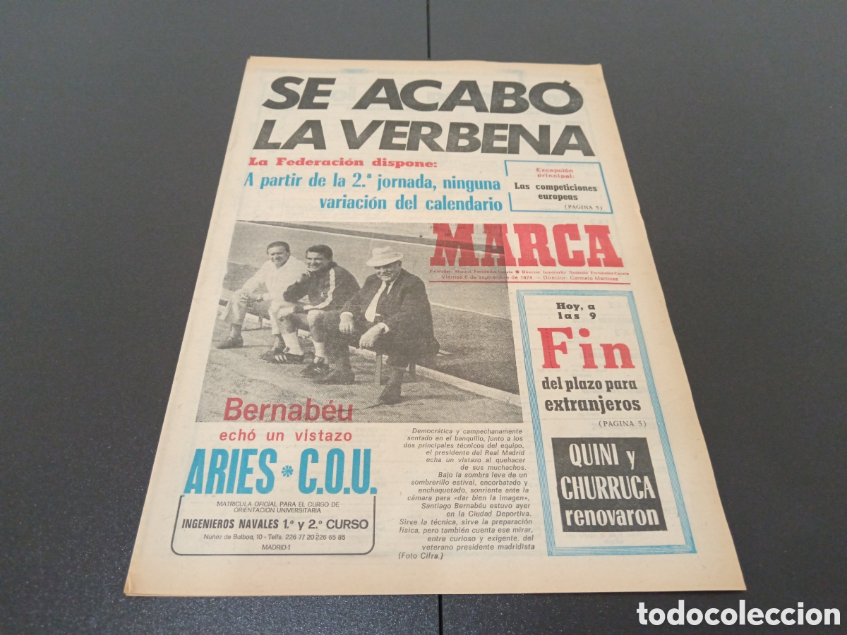 Coleccionismo deportivo: MARCA 06/09/1974 - Foto 1