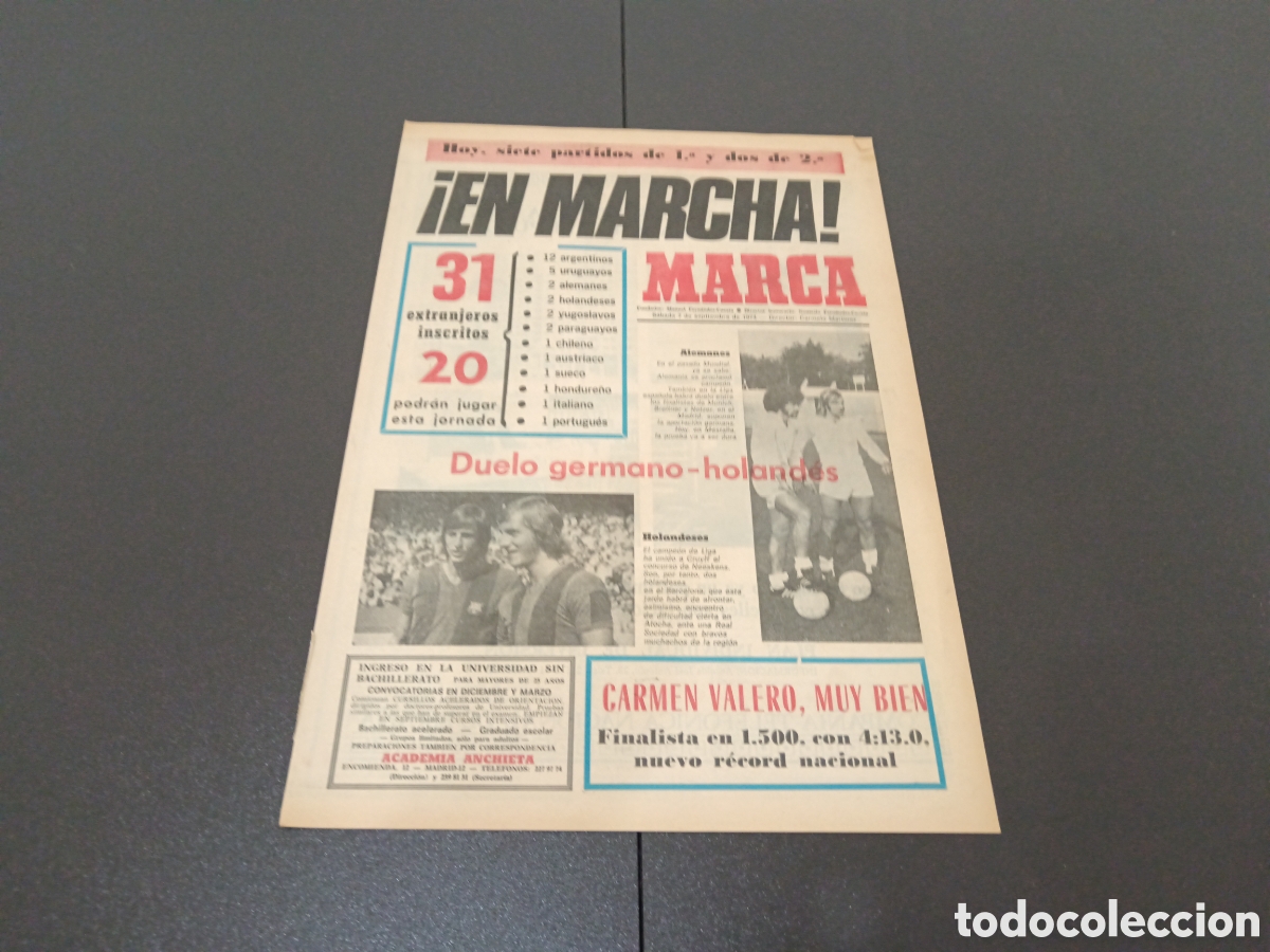 Coleccionismo deportivo: MARCA 07/09/1974 - Foto 1