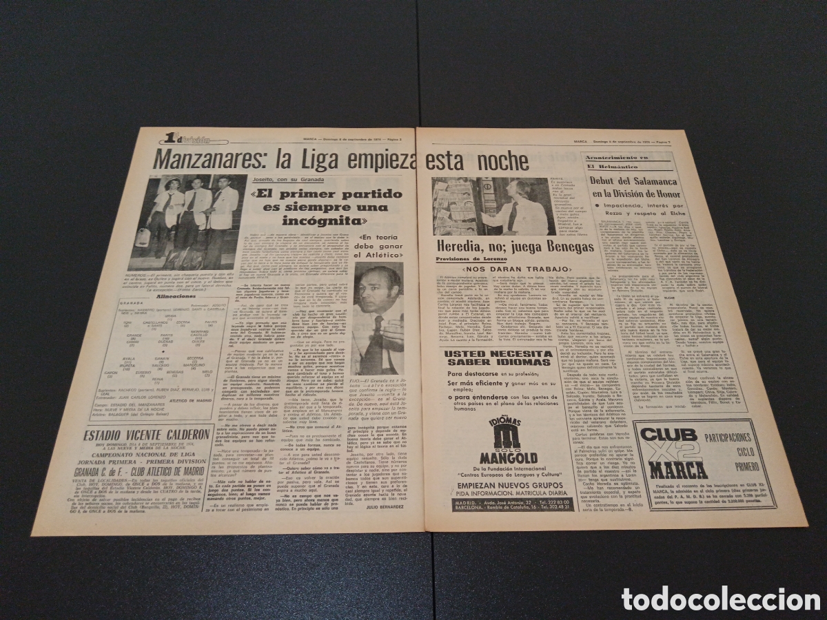 Coleccionismo deportivo: MARCA 08/09/1974 - Foto 2
