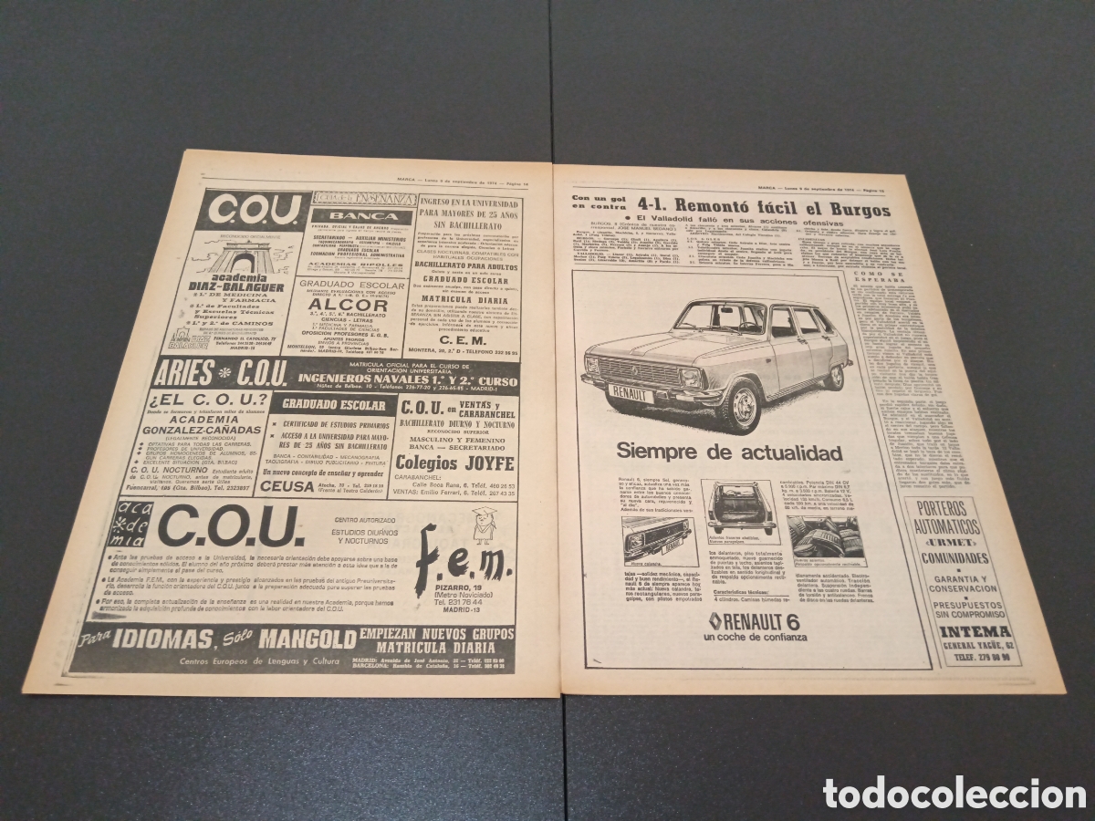 Coleccionismo deportivo: MARCA 09/09/1974 - Foto 8