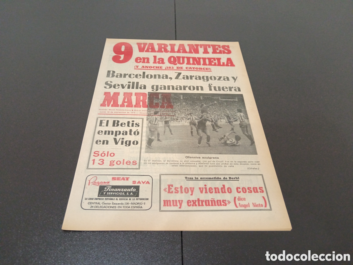 Coleccionismo deportivo: MARCA 30/09/1974 - Foto 1