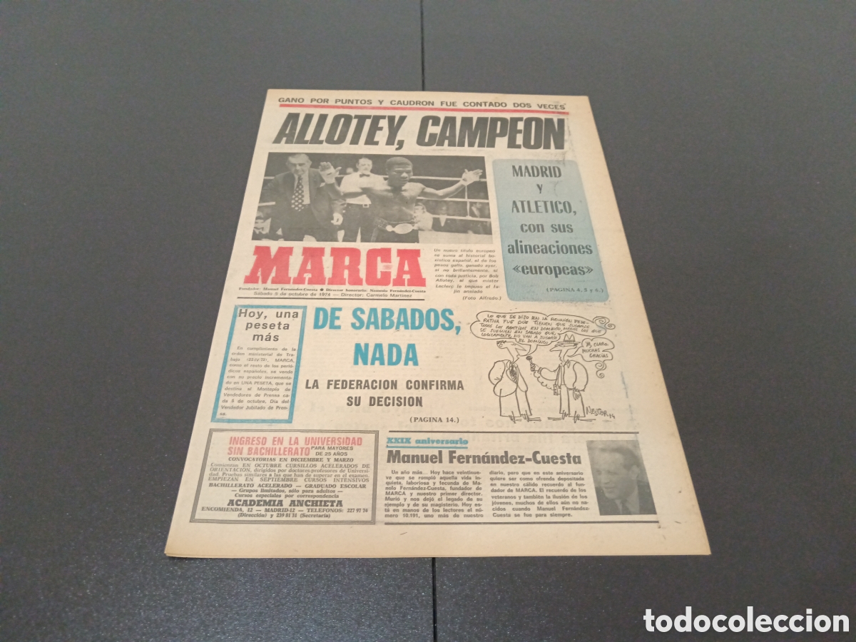 Coleccionismo deportivo: MARCA 05/10/1974 - Foto 1
