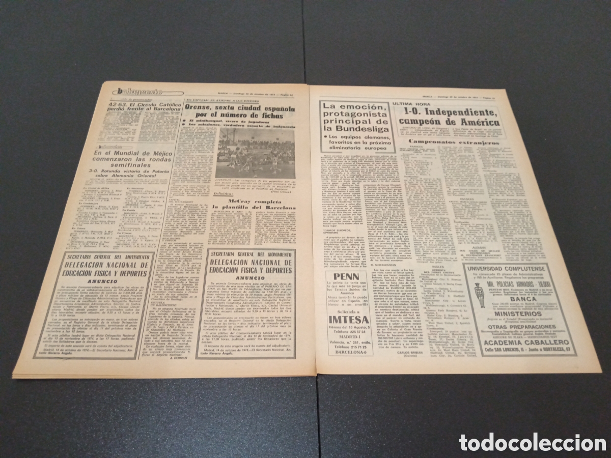 Coleccionismo deportivo: MARCA 20/10/1974 - Foto 5