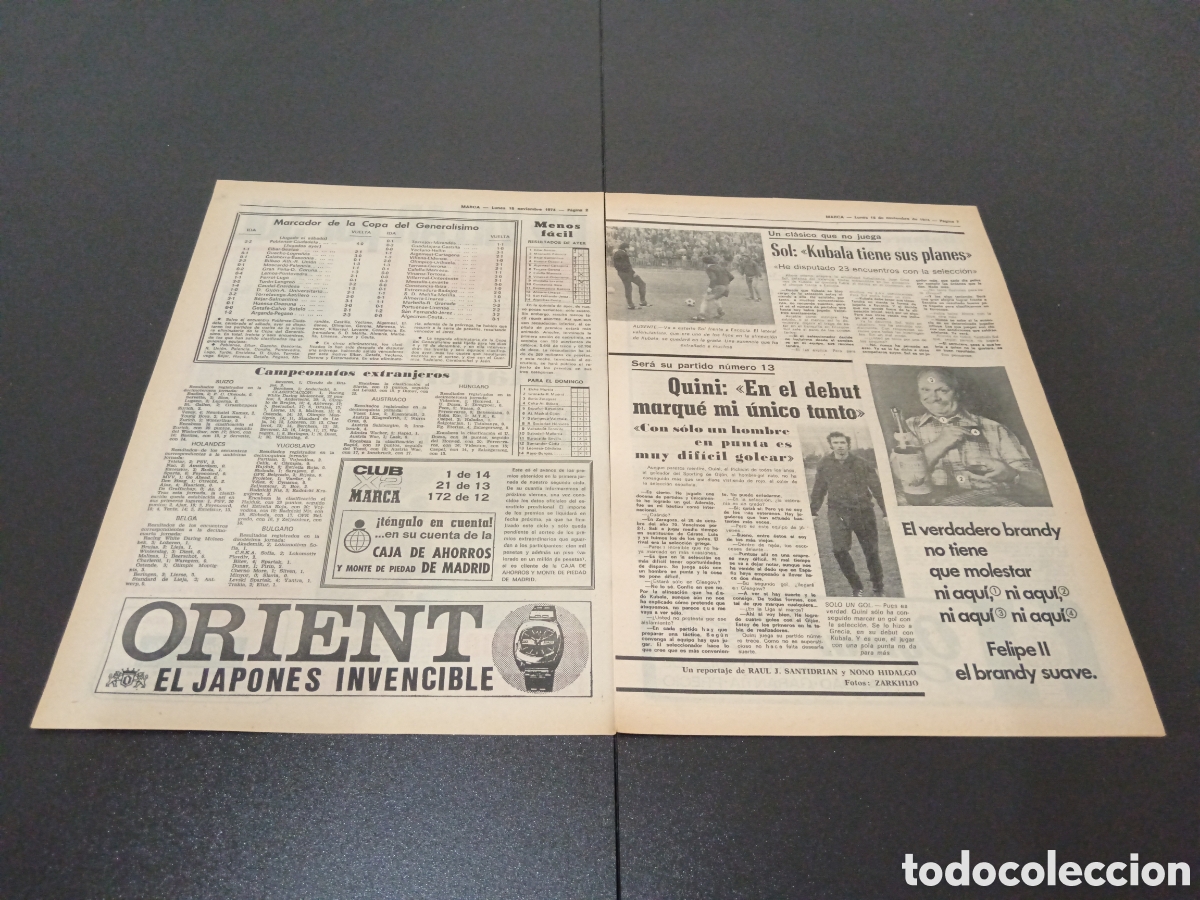 Coleccionismo deportivo: MARCA 18/11/1974 - Foto 2