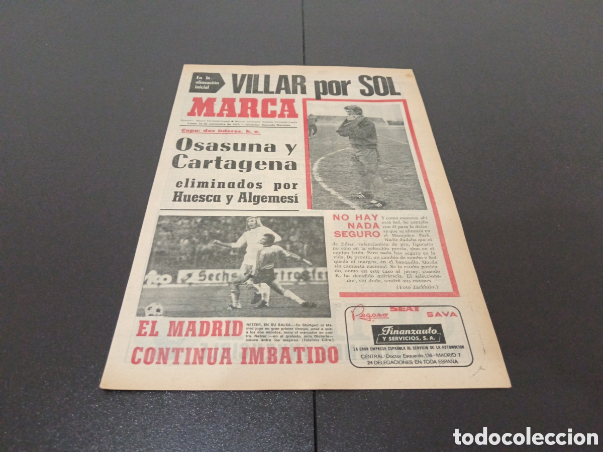 Coleccionismo deportivo: MARCA 18/11/1974 - Foto 1