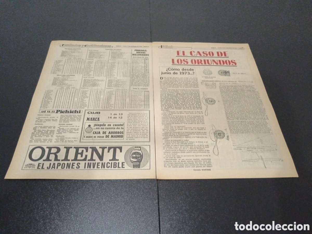 Coleccionismo deportivo: MARCA 16/12/1974 - Foto 2