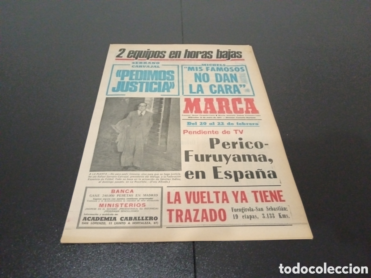 Coleccionismo deportivo: MARCA 15/01/1975 - Foto 1