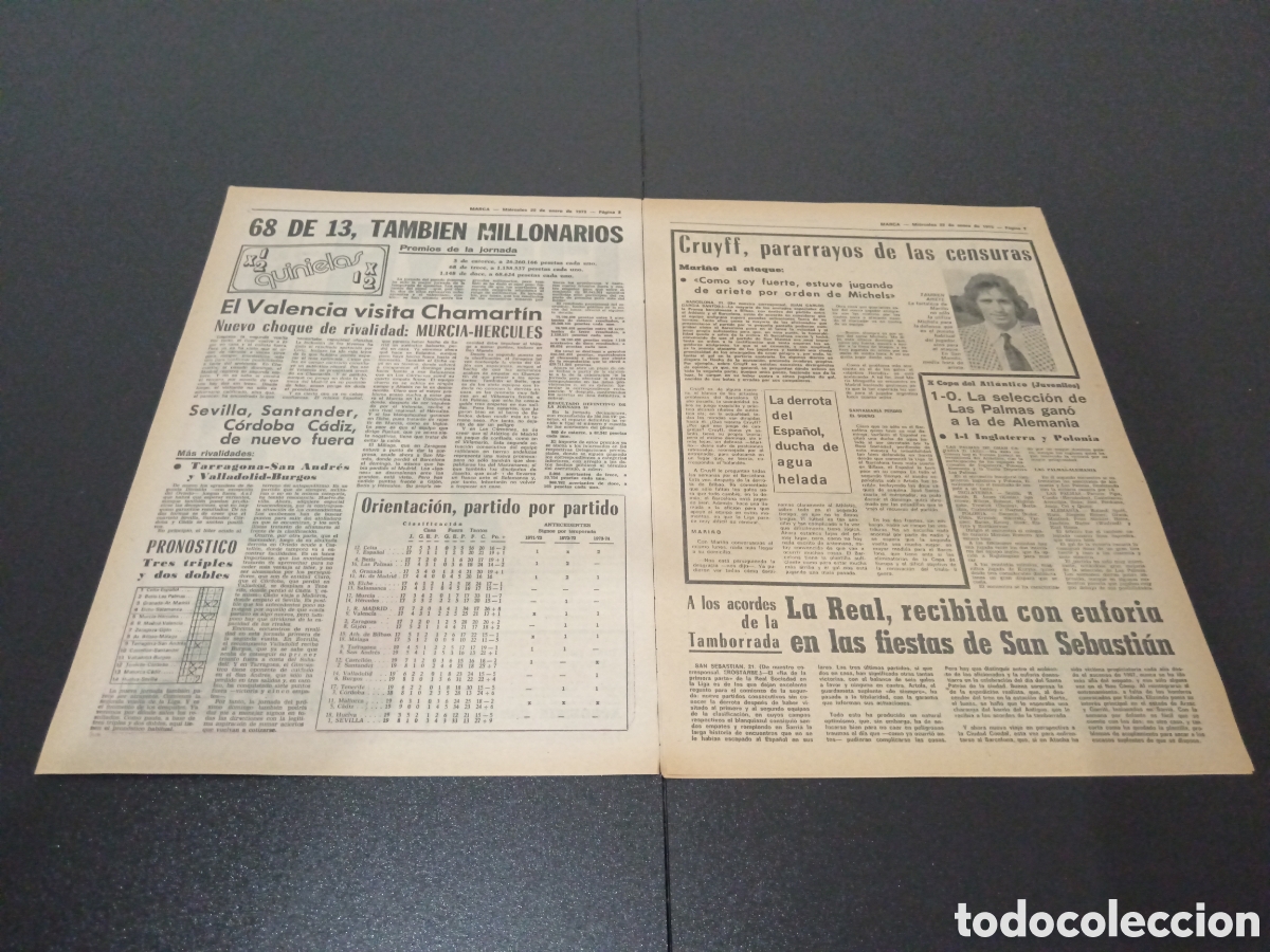 Coleccionismo deportivo: MARCA 22/01/1975 - Foto 2