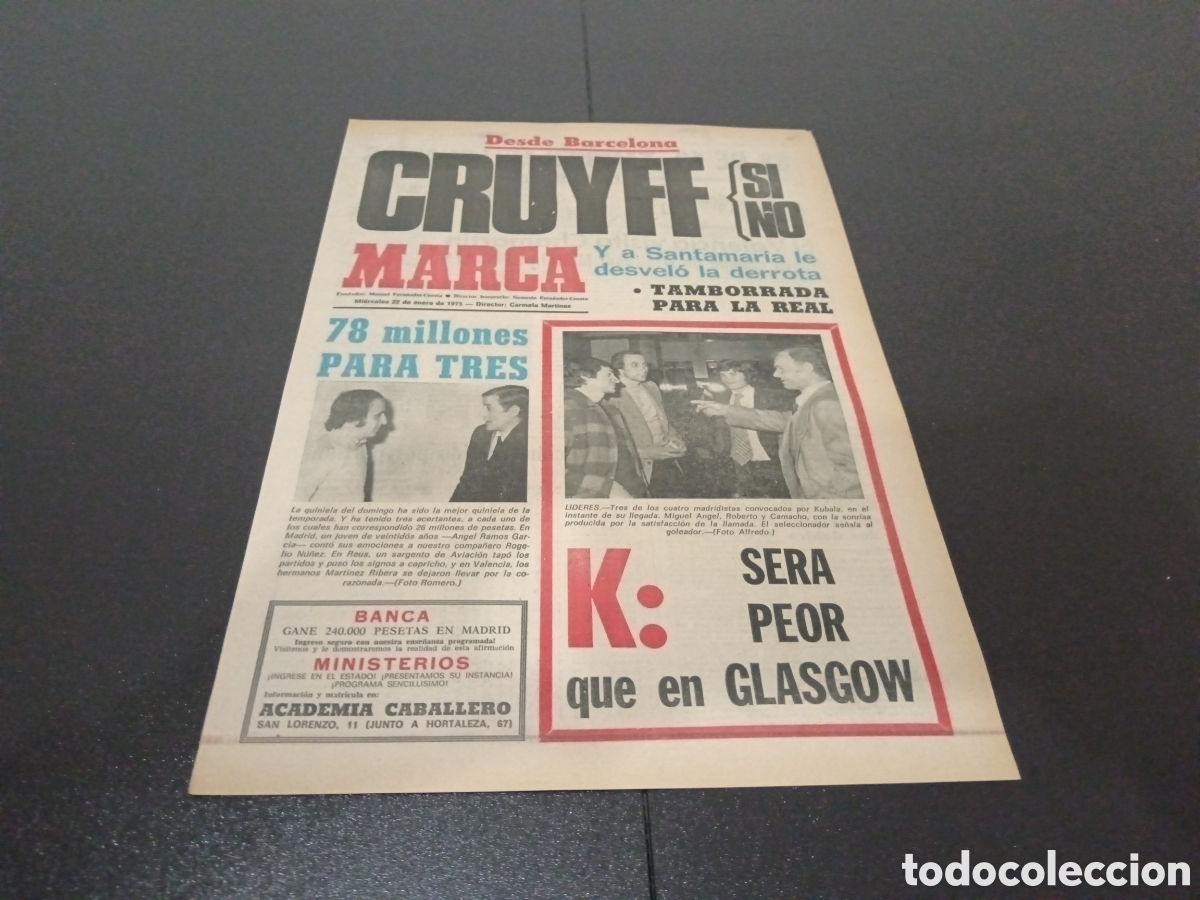 Coleccionismo deportivo: MARCA 22/01/1975 - Foto 1