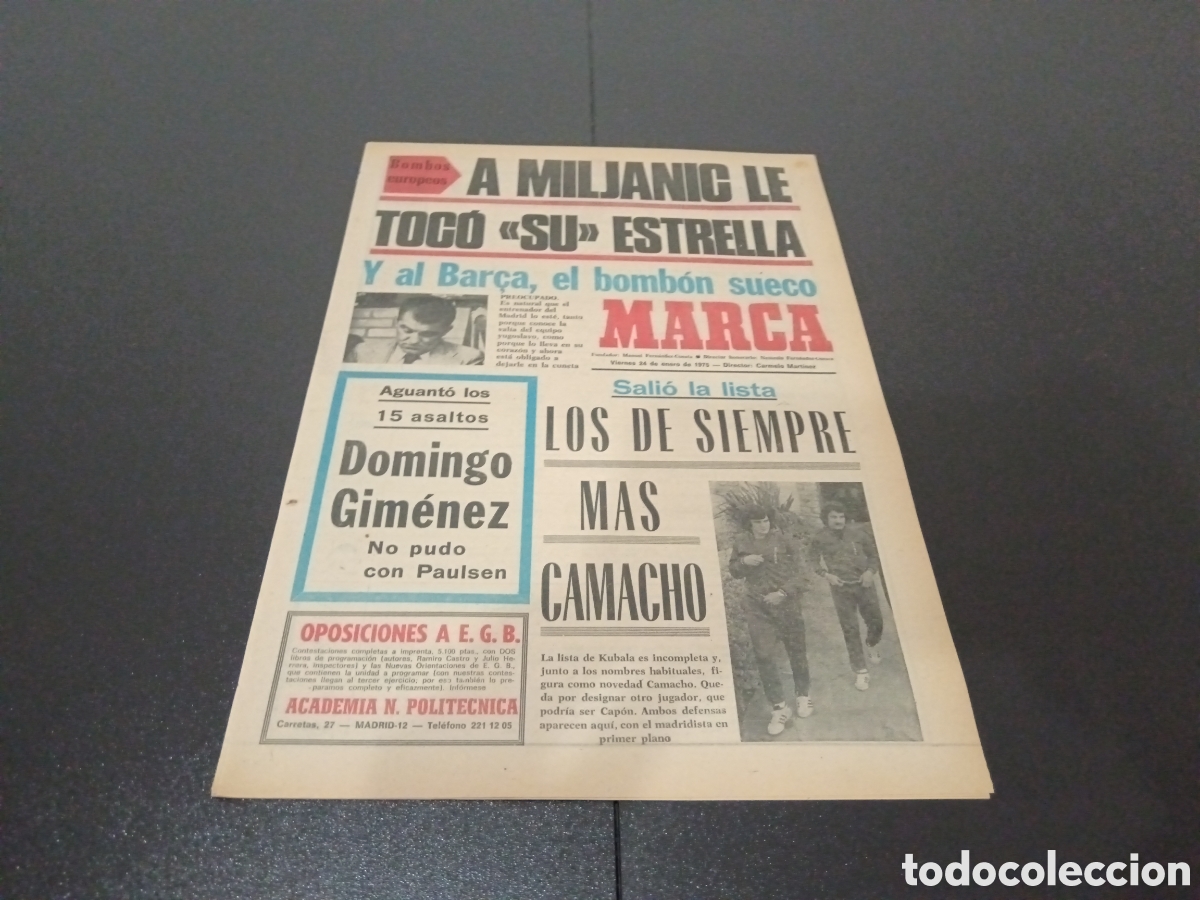 Coleccionismo deportivo: MARCA 24/01/1975 - Foto 1