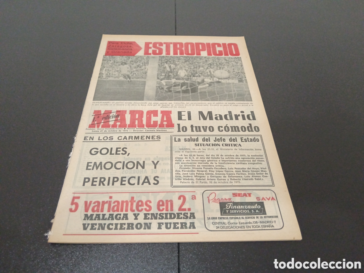 Sammelleidenschaft Sport: MARCA 27/10/1975 RESUMEN JORNADA LIGA N&deg; 7