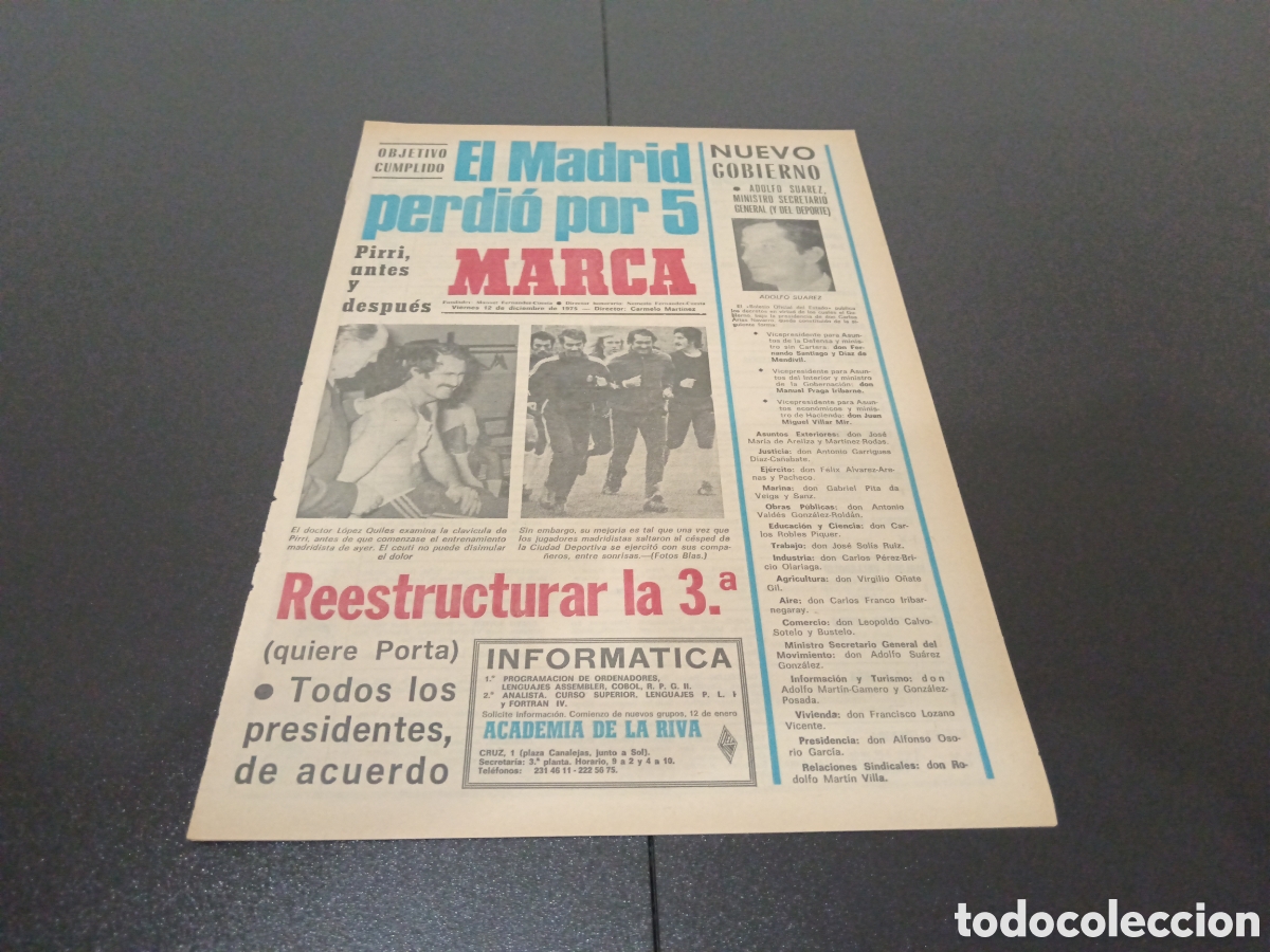 Coleccionismo deportivo: MARCA 12/12/1975 - Foto 1
