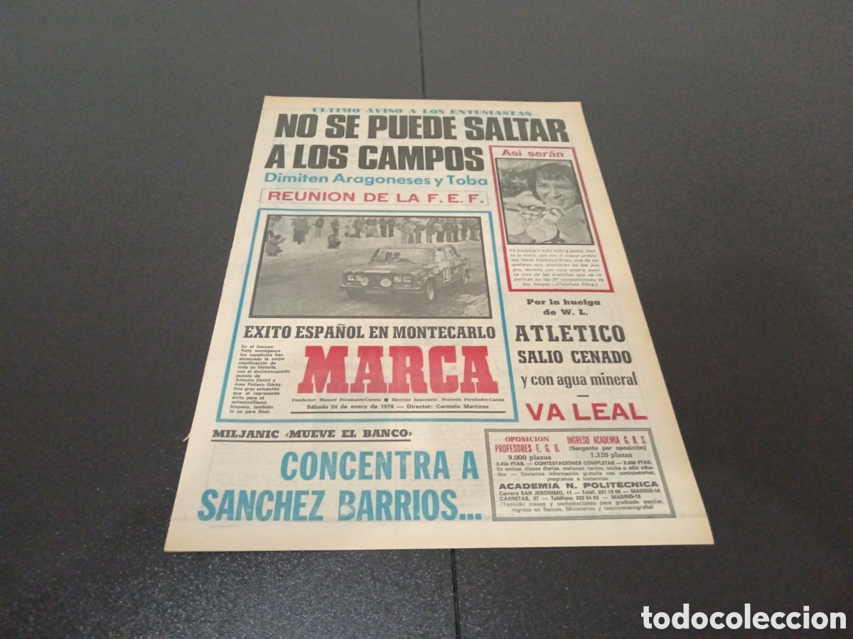 Coleccionismo deportivo: MARCA 24/01/1976 - Foto 1