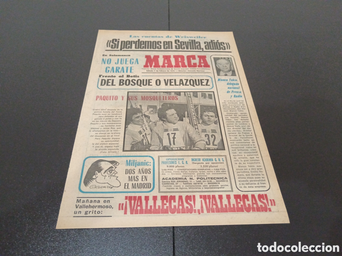 Coleccionismo deportivo: MARCA 07/02/1976 - Foto 1