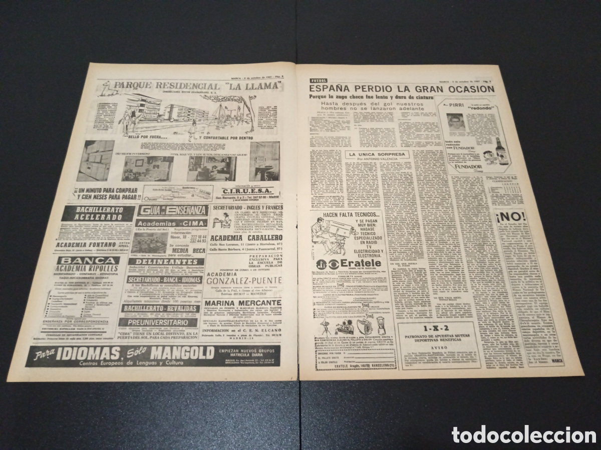 Coleccionismo deportivo: MARCA 02/10/1967 - Foto 2
