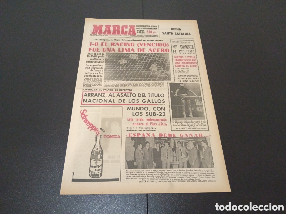 Coleccionismo deportivo: MARCA 19/10/1967 - Foto 1