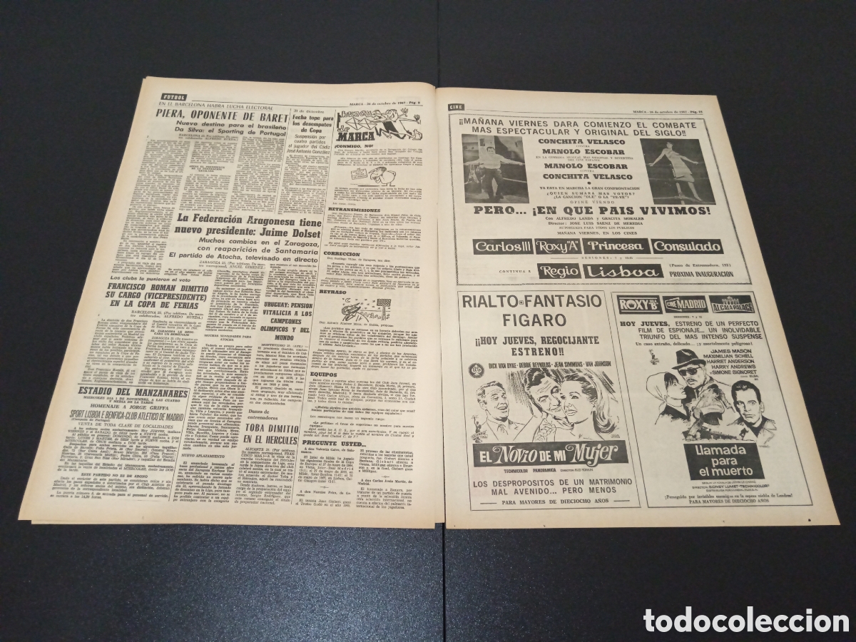 Coleccionismo deportivo: MARCA 26/10/1967 - Foto 4