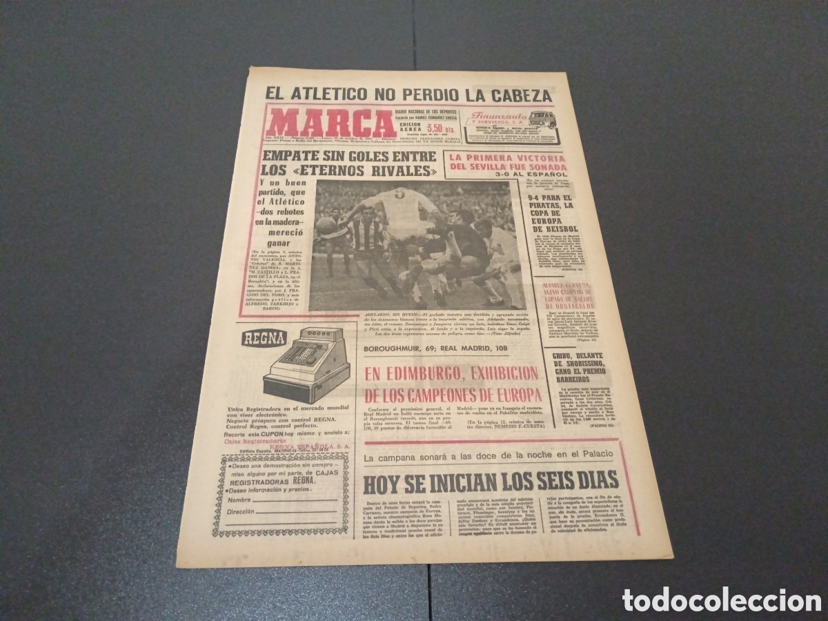 Coleccionismo deportivo: MARCA 30/10/1967 - Foto 1
