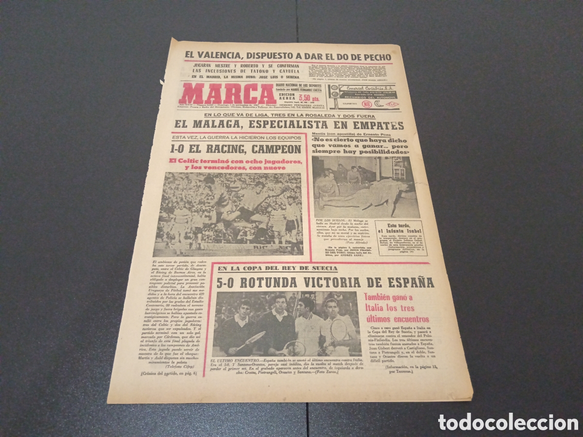 Coleccionismo deportivo: MARCA 05/11/1967 - Foto 1