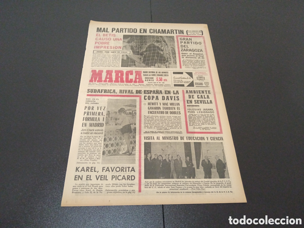Coleccionismo deportivo: MARCA 12/11/1967 - Foto 1
