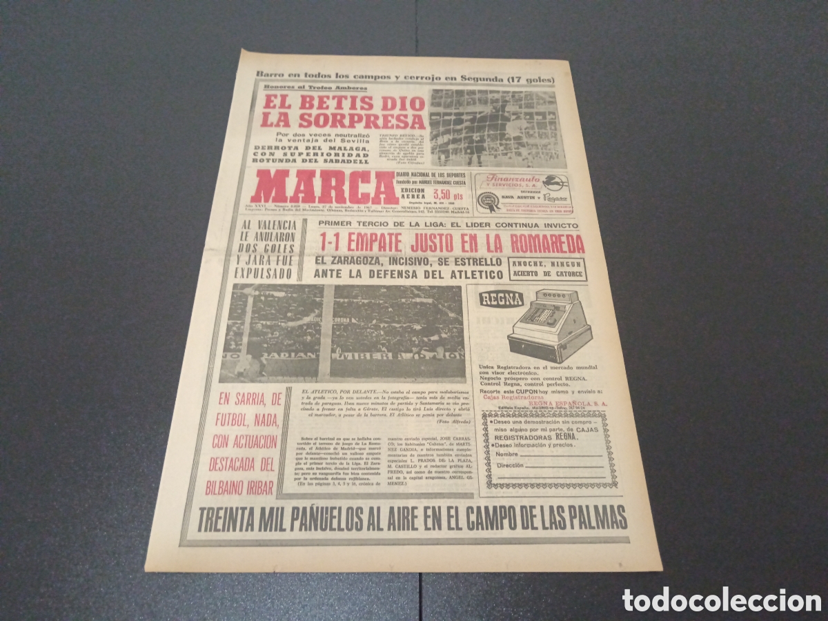 Coleccionismo deportivo: MARCA 27/11/1967 - Foto 1