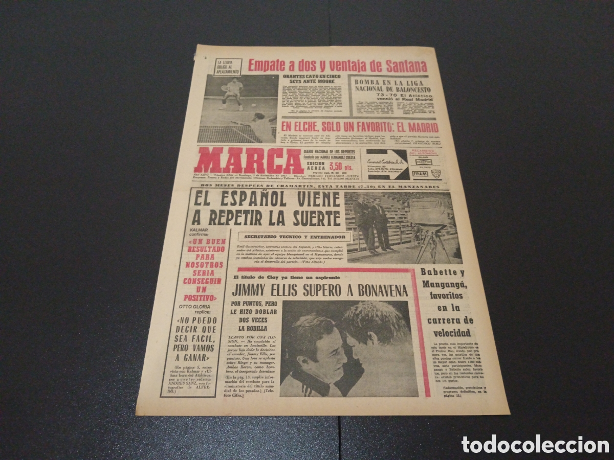 Coleccionismo deportivo: MARCA 03/12/1967 - Foto 1