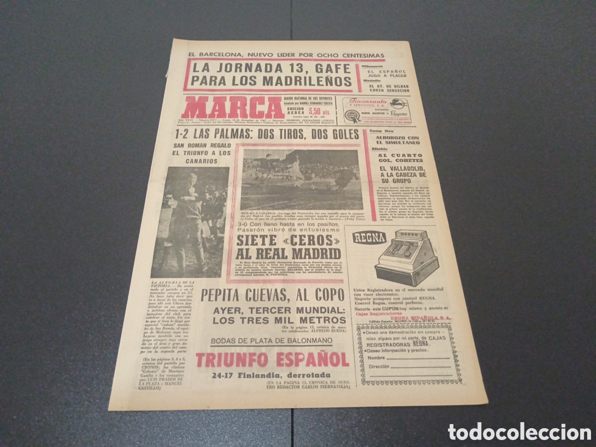 Coleccionismo deportivo: MARCA 18/12/1967 - Foto 1