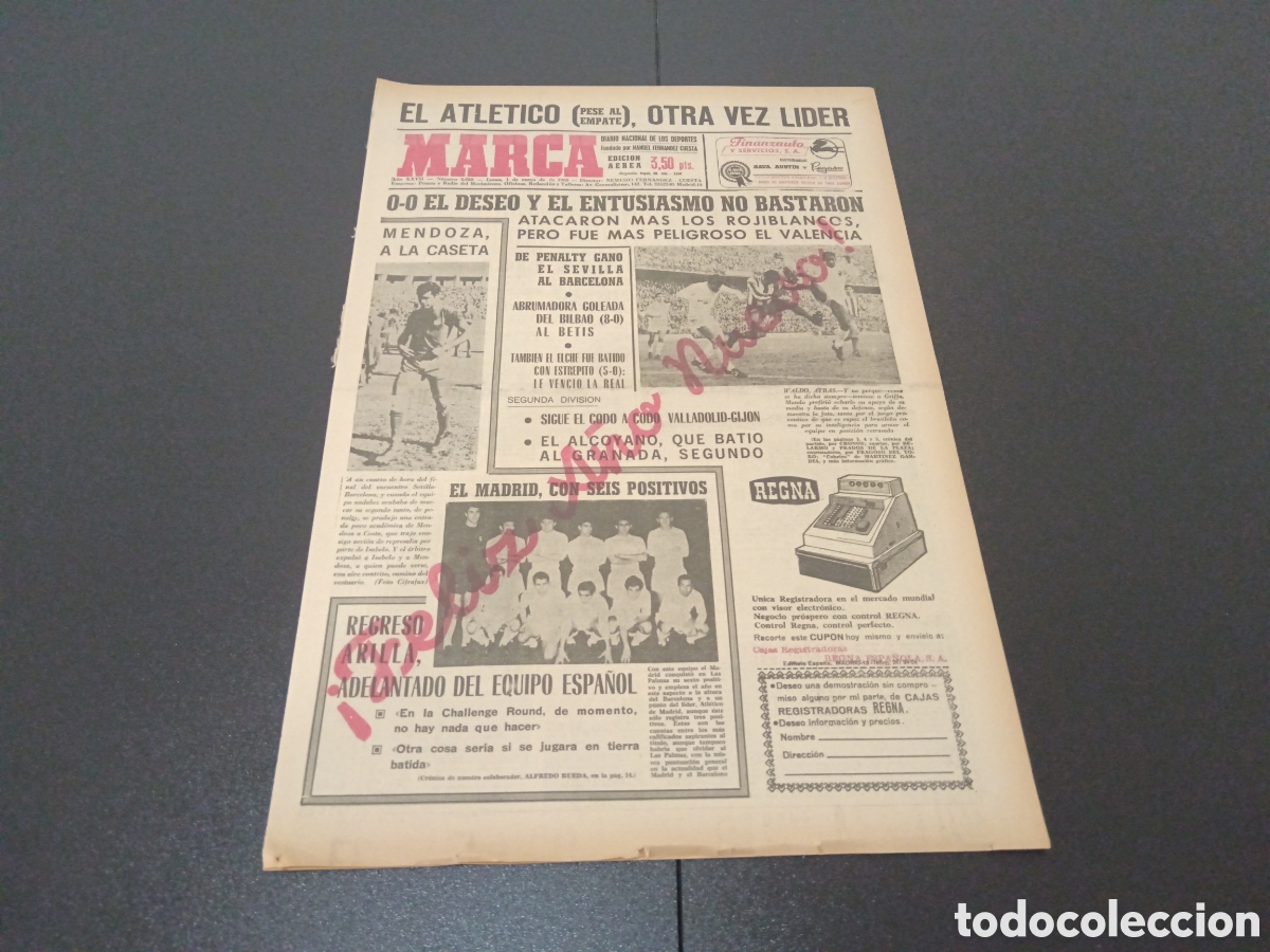 Coleccionismo deportivo: MARCA 01/01/1968 - Foto 1