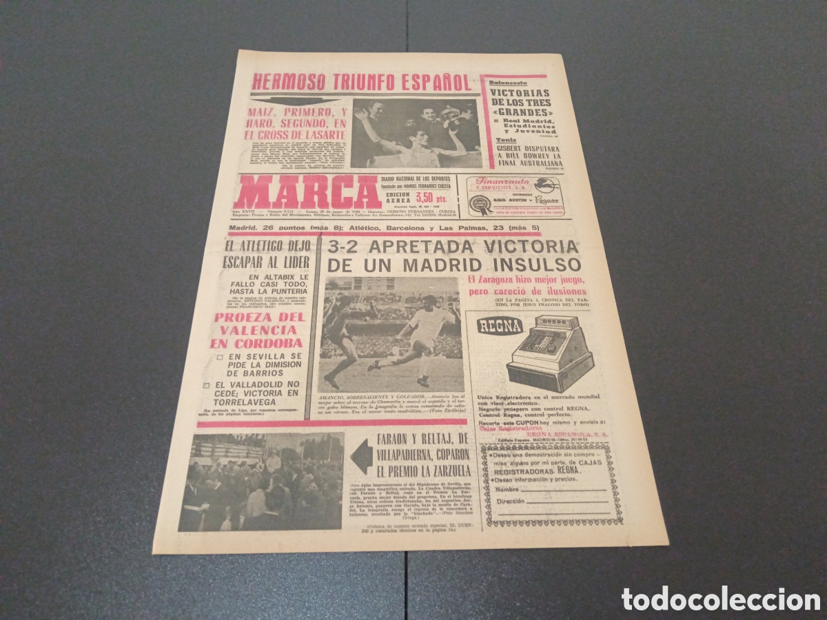 Coleccionismo deportivo: MARCA 29/01/1968 - Foto 1