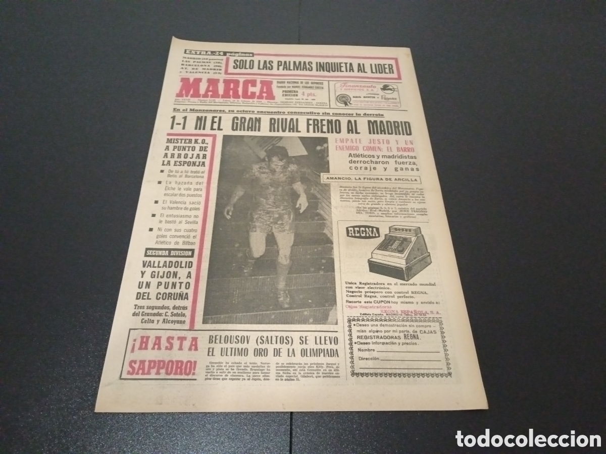 Coleccionismo deportivo: MARCA 19/02/1968 - Foto 1