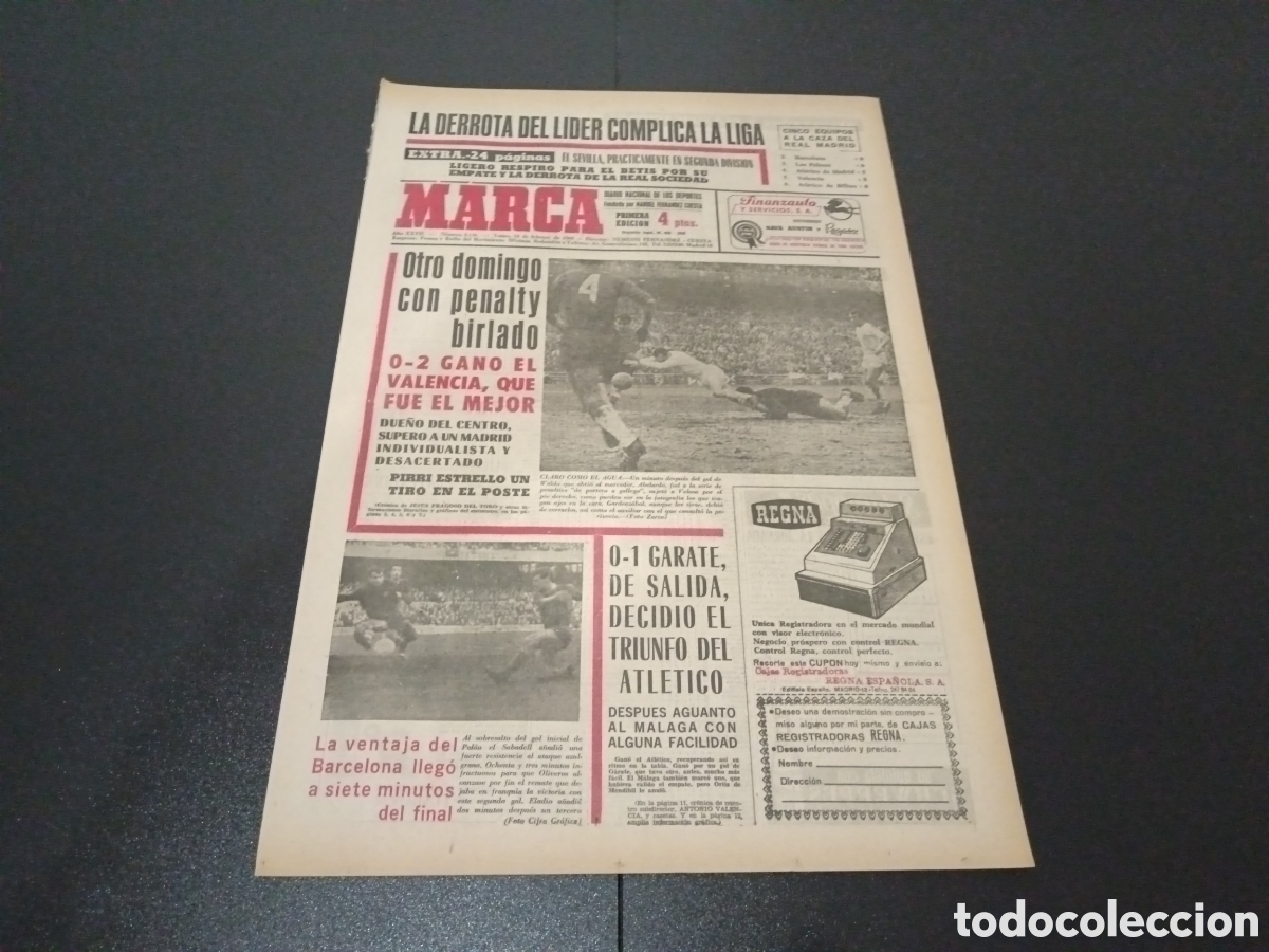 Coleccionismo deportivo: MARCA 26/02/1968 - Foto 1