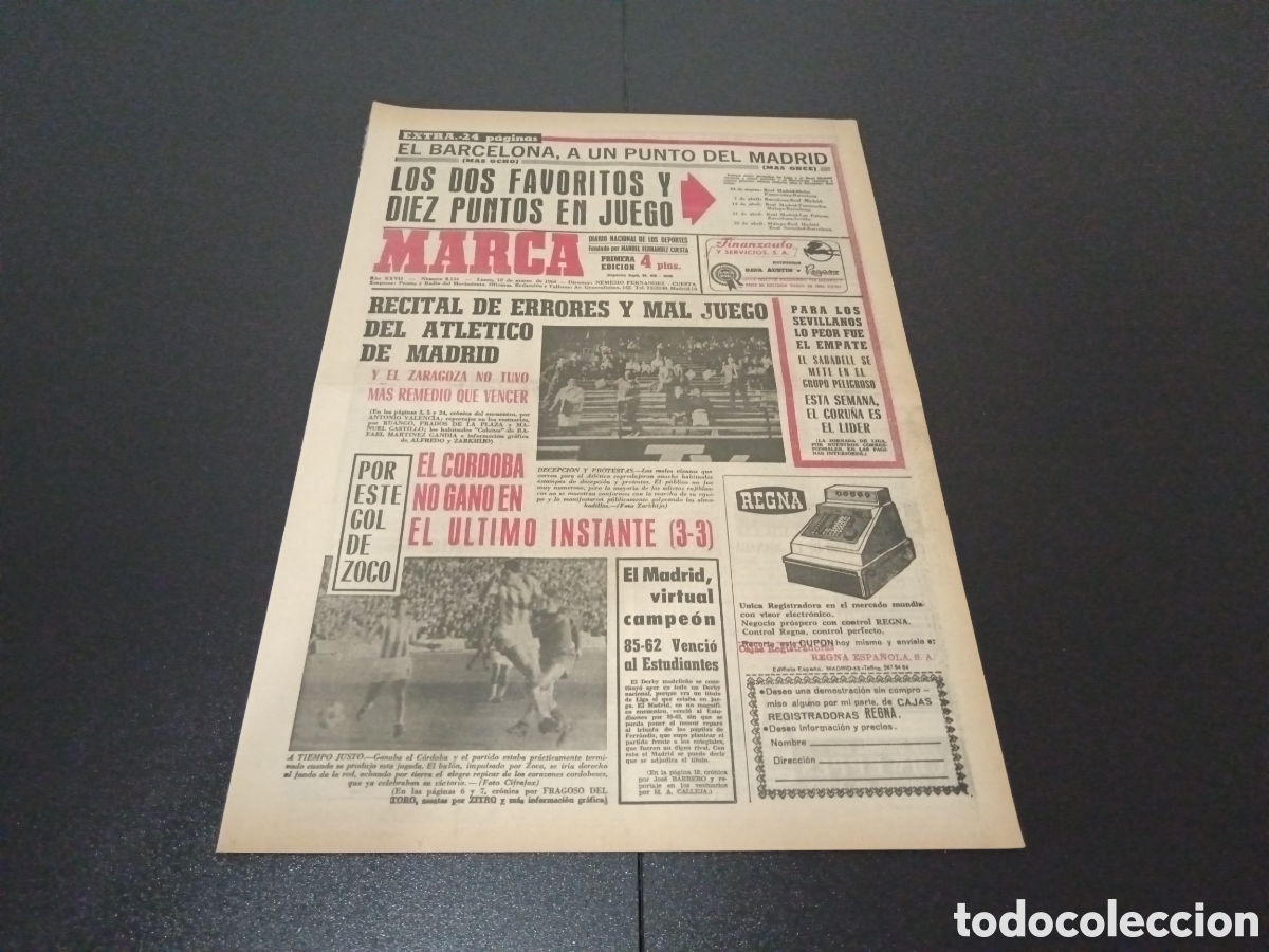 Coleccionismo deportivo: MARCA 18/03/1968 - Foto 1