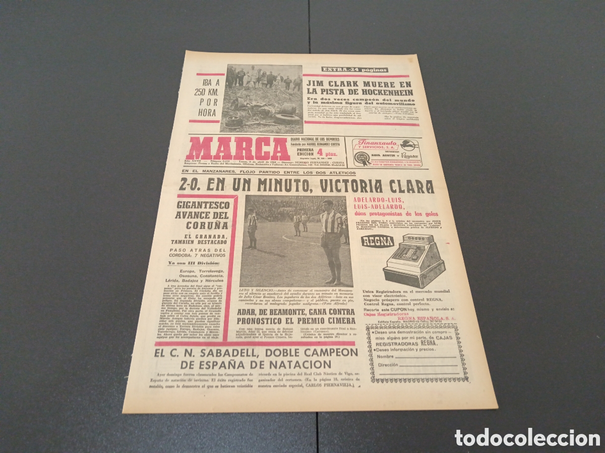 Coleccionismo deportivo: MARCA 08/04/1968 - Foto 1