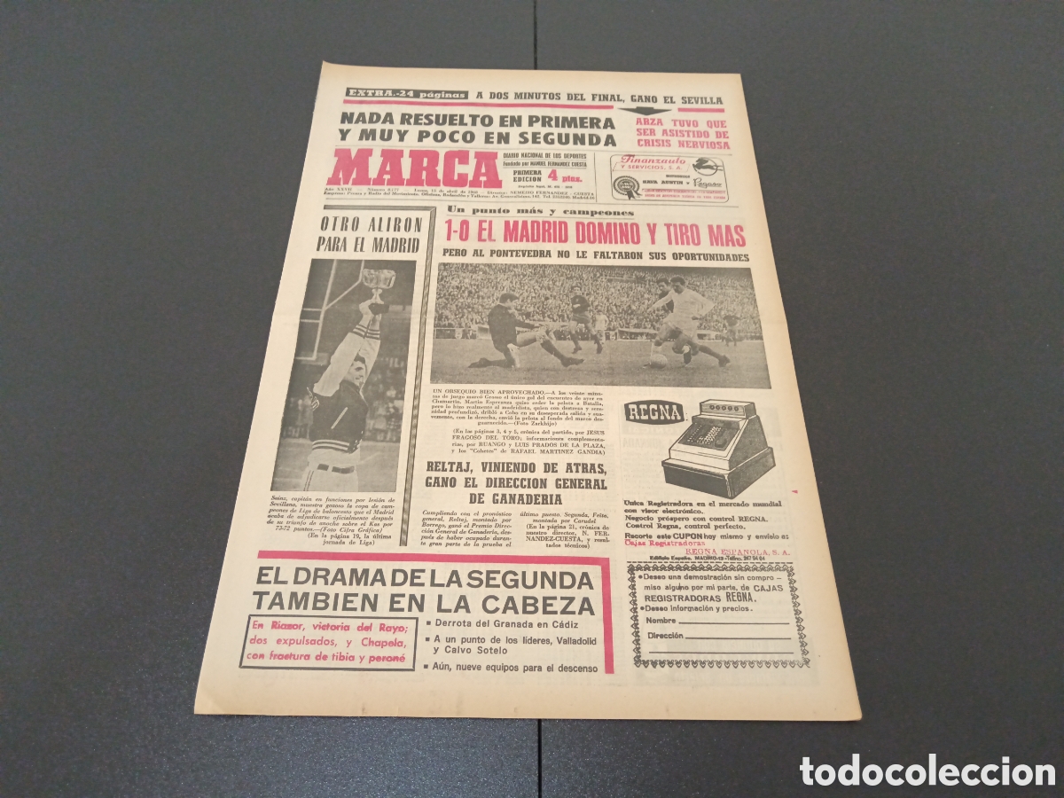 Coleccionismo deportivo: MARCA 15/04/1968 - Foto 1