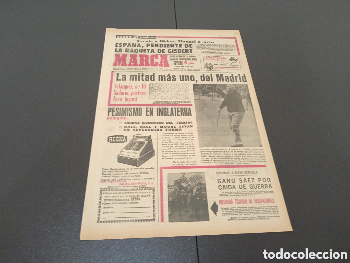Coleccionismo deportivo: MARCA 06/05/1968 - Foto 1