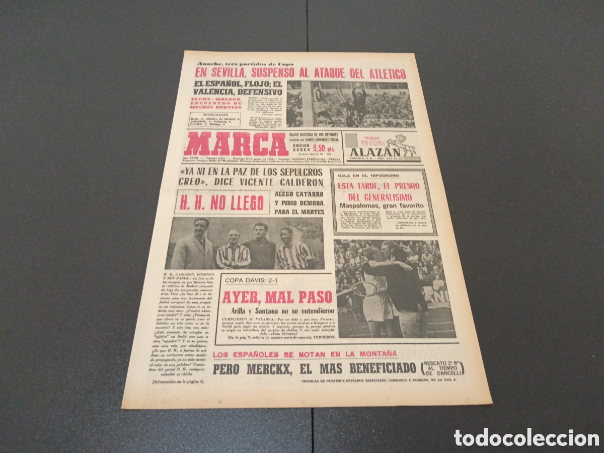 Coleccionismo deportivo: MARCA 26/05/1968 - Foto 1