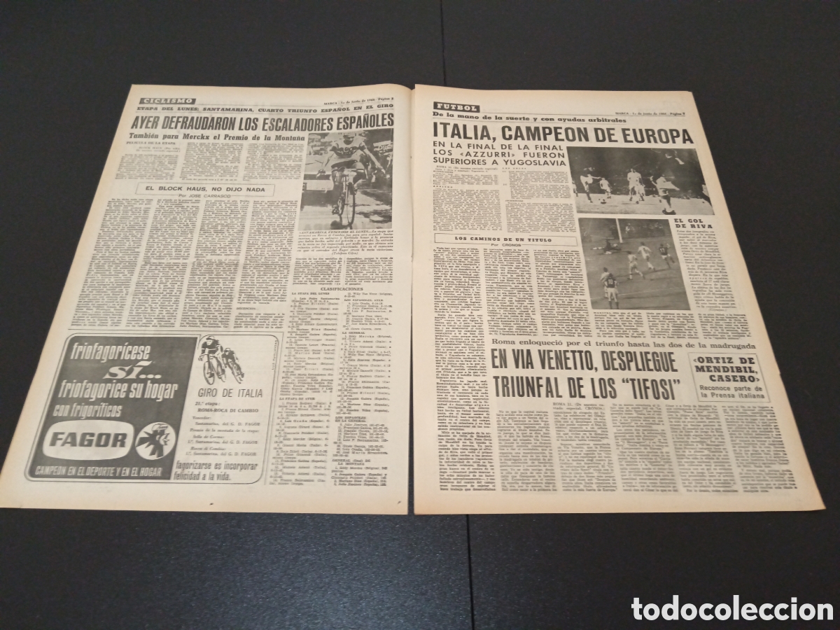 Coleccionismo deportivo: MARCA 12/06/1968 - Foto 2