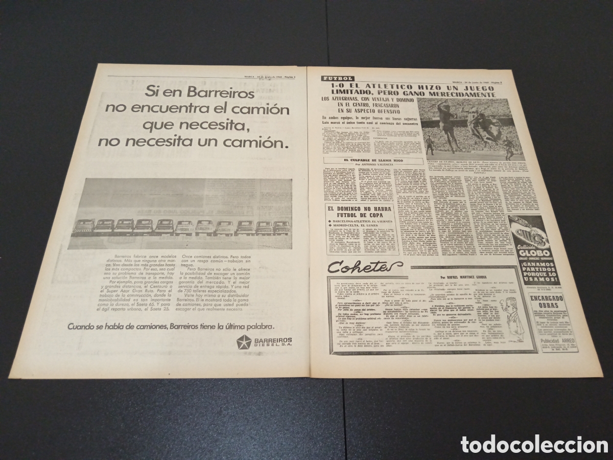 Coleccionismo deportivo: MARCA 24/06/1968 - Foto 2