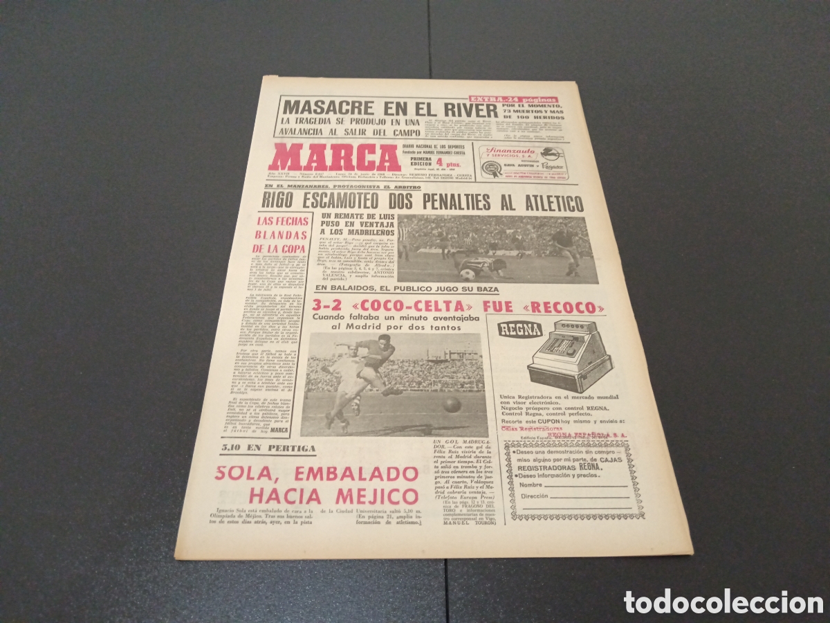 Coleccionismo deportivo: MARCA 24/06/1968 - Foto 1